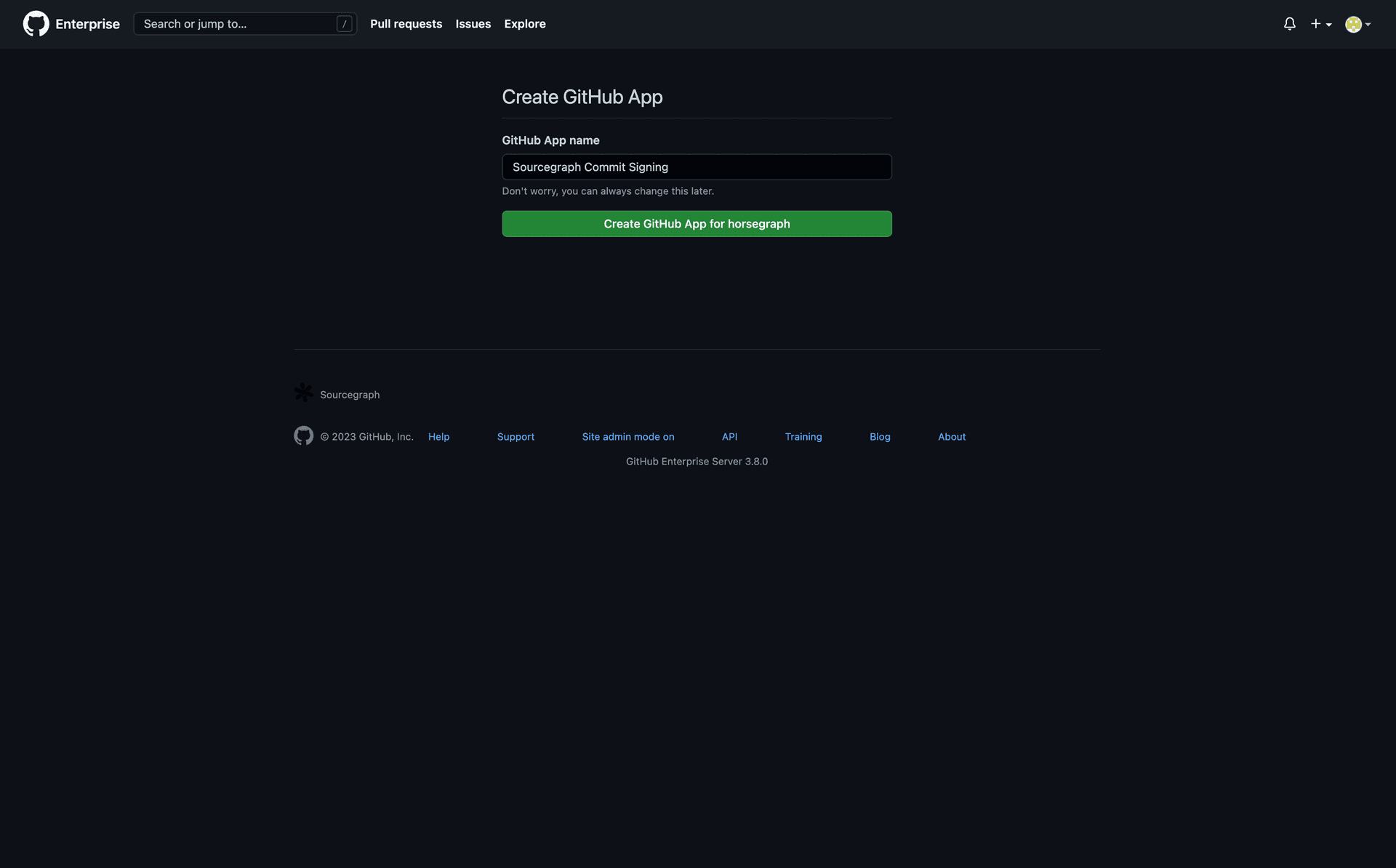The GitHub App creation page on GitHub